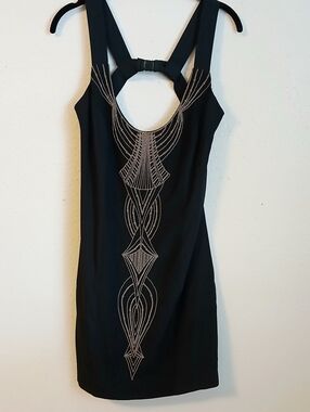 Nicole Miller Black Silk Cocktail Mini Dress